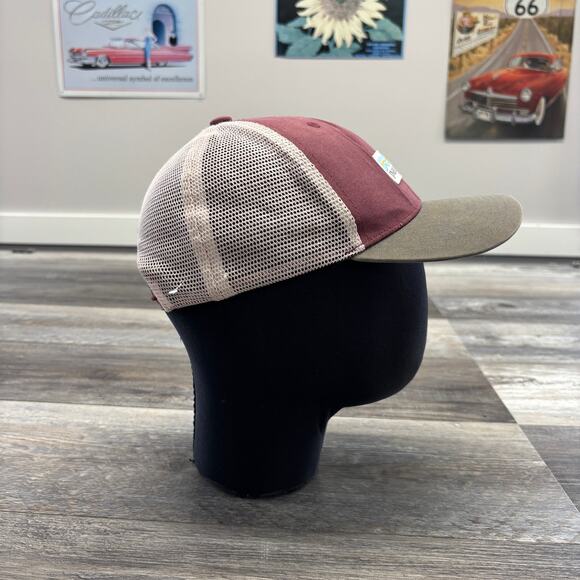 Patagonia Gray Pink Red Men One Size Mesh Back Snapback Baseball Trucker Cap Hat - Picture 4 of 7